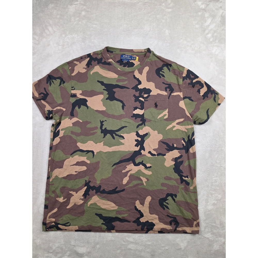 Polo Ralph Lauren T-Shirt Mens XL Green Camo Pocket Classic Fit Cotton Tee